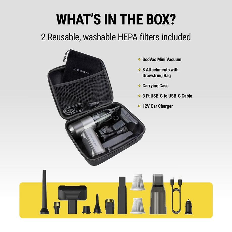 SCOSCHE SCOVAC Mini aspirapolvere e soffiatore 4 in 1  