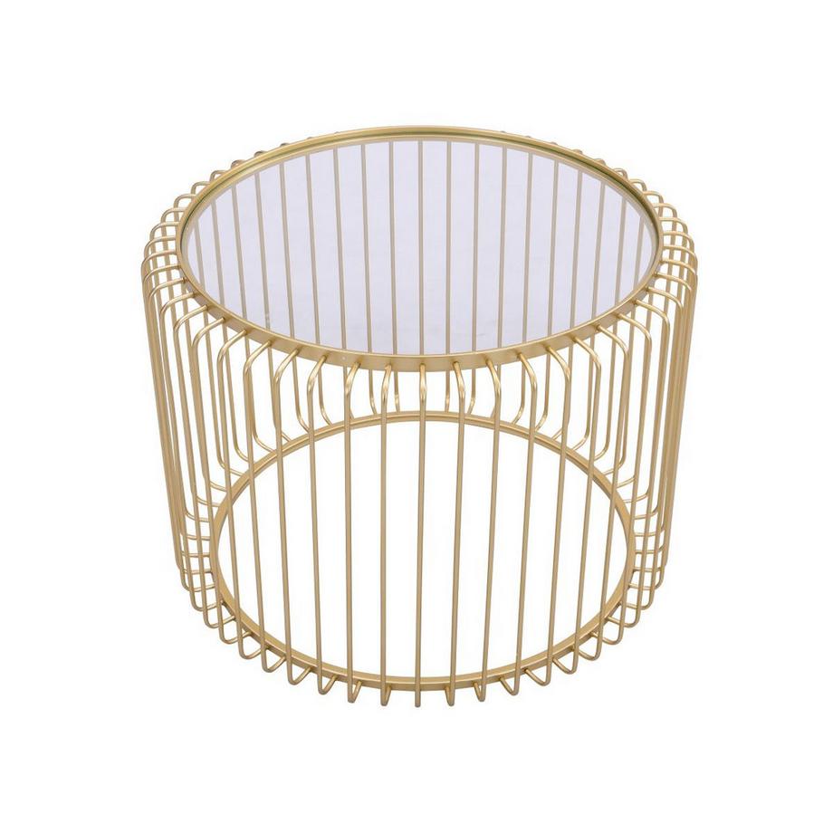 Vente-unique Tables basses gigognes en métal et verre - Doré - FERIDA  