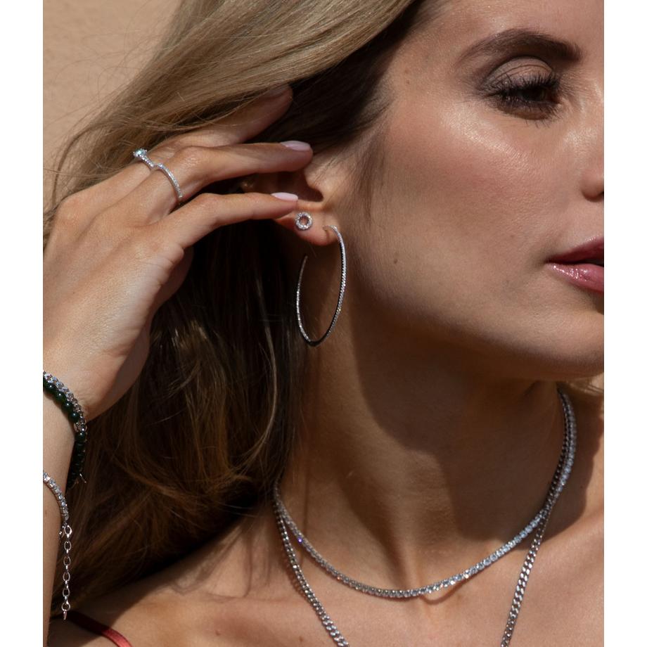 PHANTASYA  Créoles avec zircon moyen 1432 Plaqué or rose 