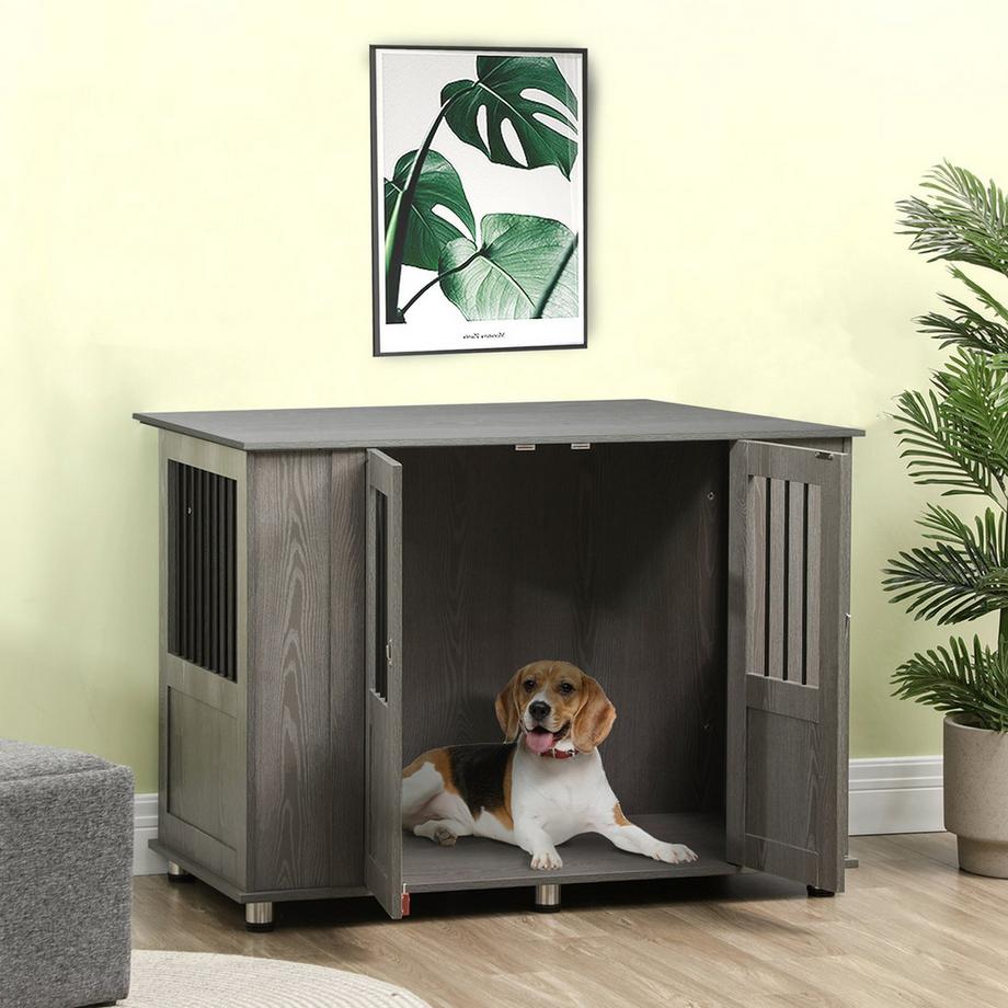Northio  Cage Pour Chien Pour La Maison, Cage Pour Animaux De Compagnie, Chenil D'Intérieur Avec Serrure, Porte Magnétique, Niche Pour Chien Avec Fenêtre, Niche Pour Chiens De Très Grande Taille, Gris, 116 X 60 X 87 Cm 