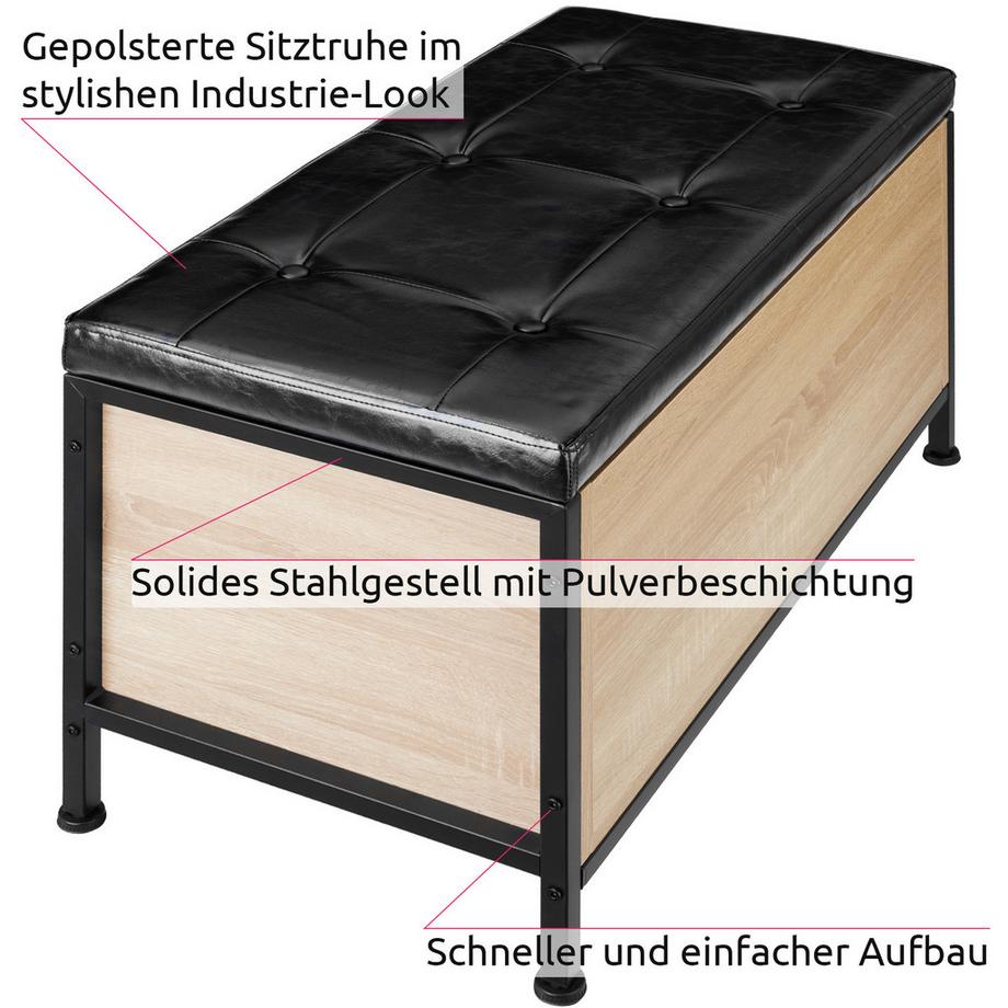 Tectake Sitztruhe Calico Industrial Style 81,5 x 41,5 x 50,5 cm  