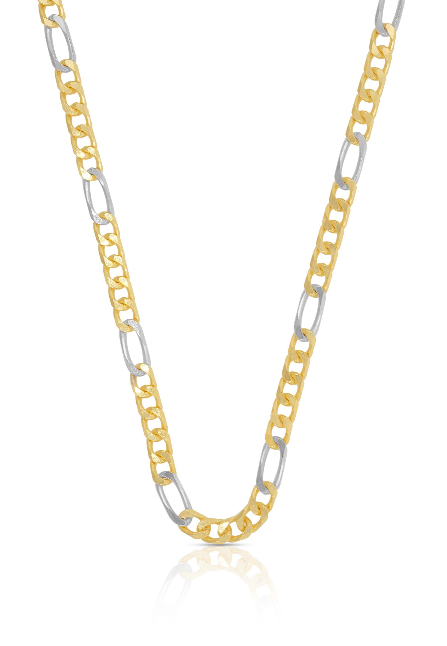 MUAU Schmuck  Collier figaro bicolore or jaune/or blanc 750, 3,5mm, 42cm 