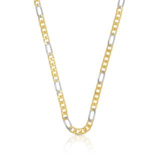 MUAU Schmuck  Collier figaro bicolore or jaune/or blanc 750, 3,5mm, 42cm 