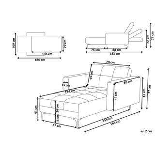 Beliani Chaise longue en Velours Minimaliste ALNES  