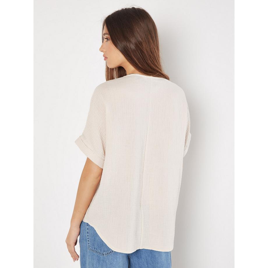 APRICOT Baumwoll V-Ausschnitt Top  