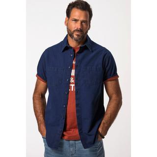 JP1880  Chemise à manches courtes et col kent. Coupe Modern -Fit jean bleu foncé 