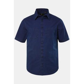 JP1880  Chemise à manches courtes et col kent. Coupe Modern -Fit jean bleu foncé 