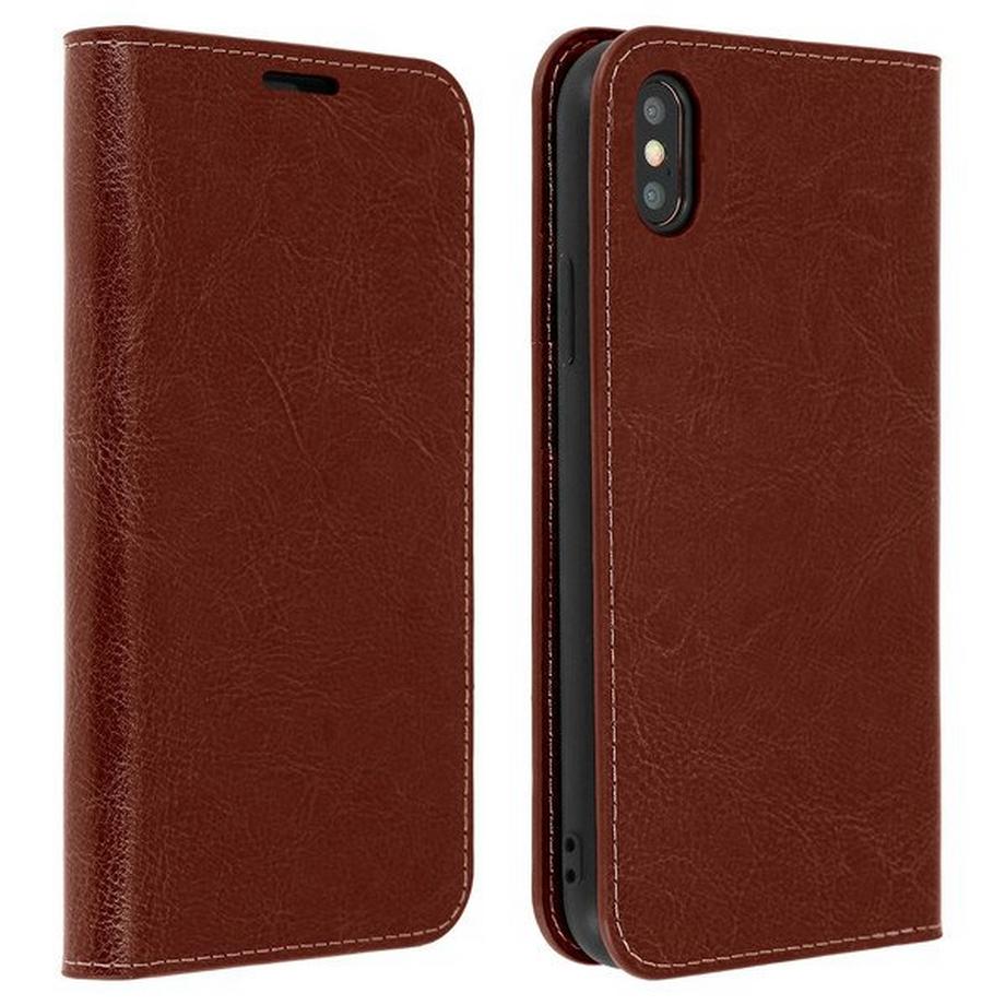 Cover Echtleder für iPhone XS Max Braun