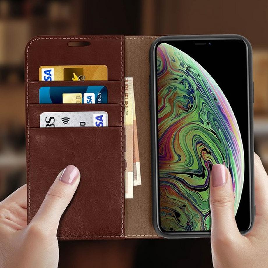 Avizar  Cover Echtleder für iPhone XS Max Braun 