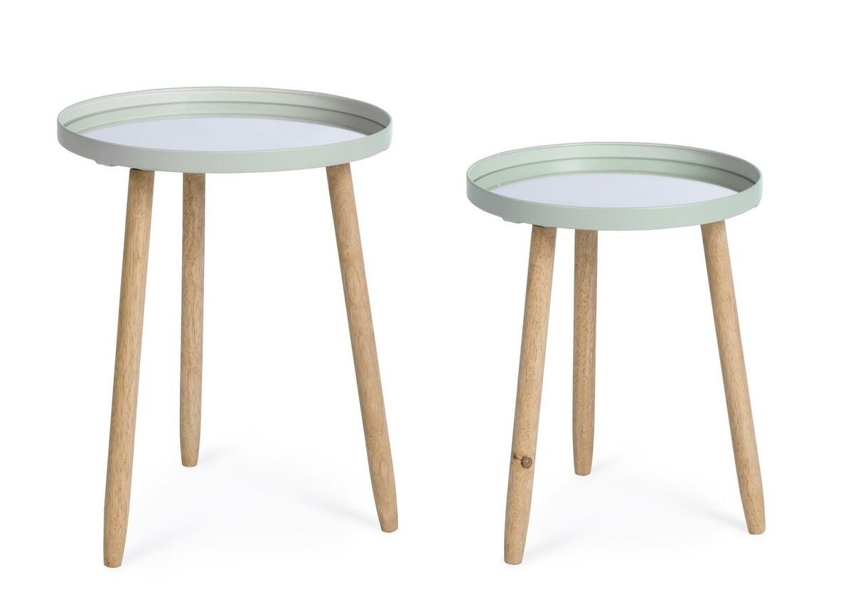 mutoni Tavolino Edvard verde salvia rotondo (set di 2)  