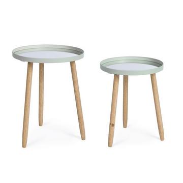 Table d&#039;appoint Edvard vert sauge ronde (set de 2)