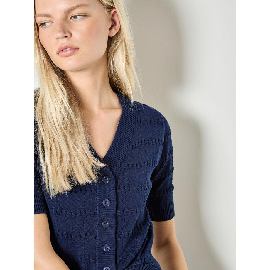 APRICOT Cardigan en maille pointelle rayée  