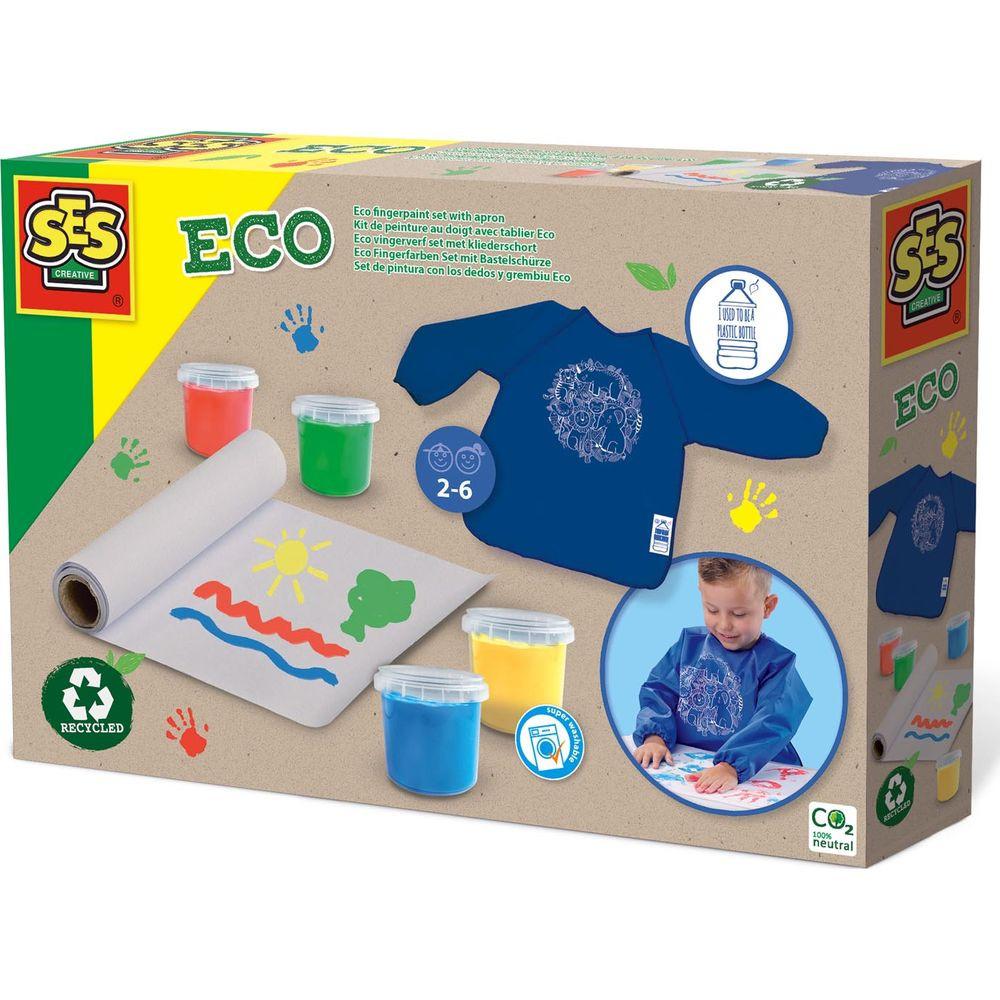 SES  ECO Fingerfarben Set mit Bastelschürze 