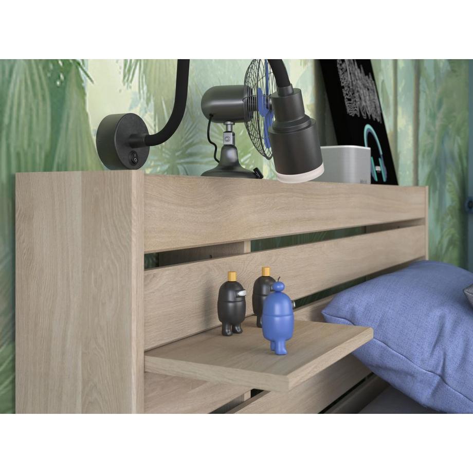 Vente-unique Lit 90 x 190/200 cm avec rangements - Coloris : Naturel - TENALIA  