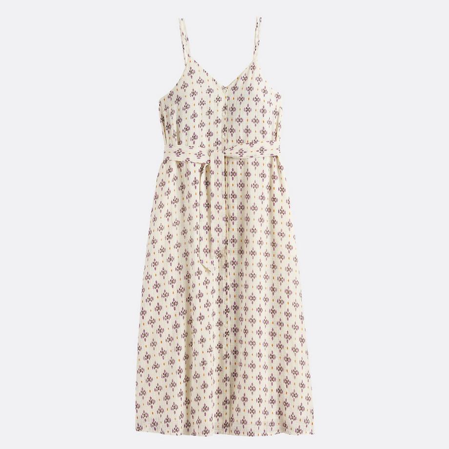 La Redoute Collections Midi Kleid mit schmalen Trägern V-Ausschnitt grafischem Print  