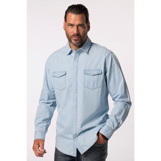 JP1880  Chemise en jean manches longues et col Kent, coupe Modern Fit - jusqu'au 8&nbsp;XL 