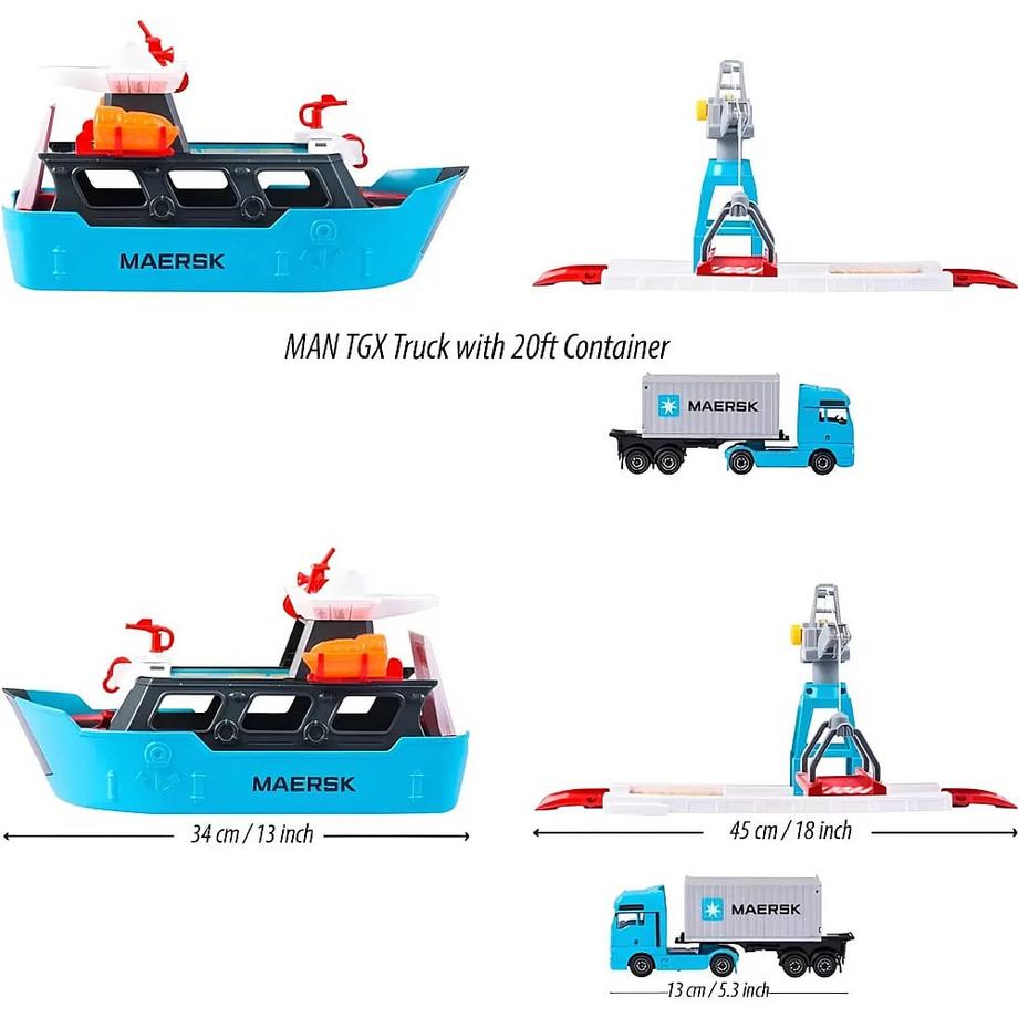 Majorette  Creatix Spielzeug-Hafen mit Container-Schiff 