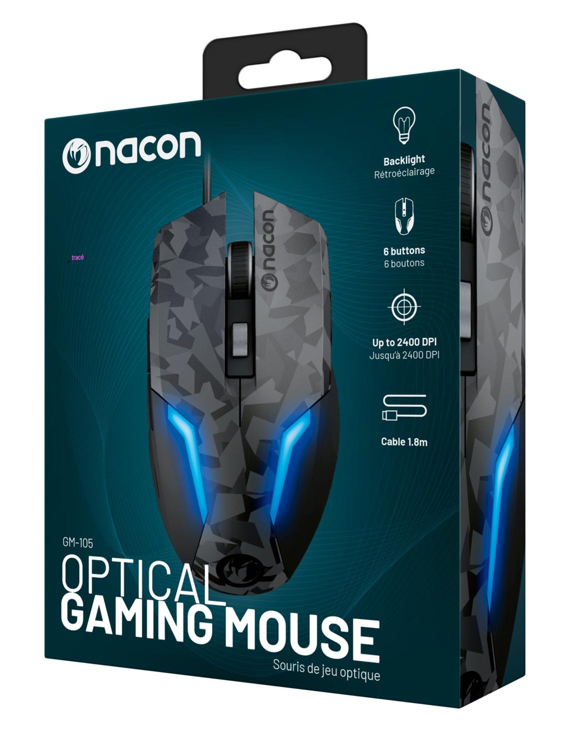 nacon  GM-105 souris Jouer Droitier USB Type-A Optique 2400 DPI 