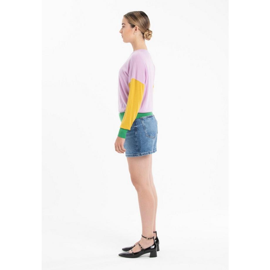 Studio Cashmere8 Pull Oversize Col Rond Bicolore  