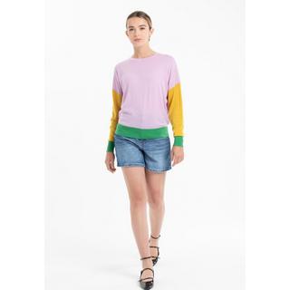 Studio Cashmere8 Zweifarbiger Oversize Rundhals Pullover  