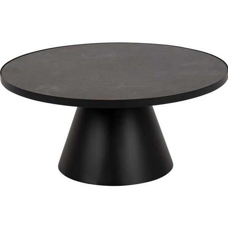 mutoni Table basse Eliot verre céramique noir rond 85x85  