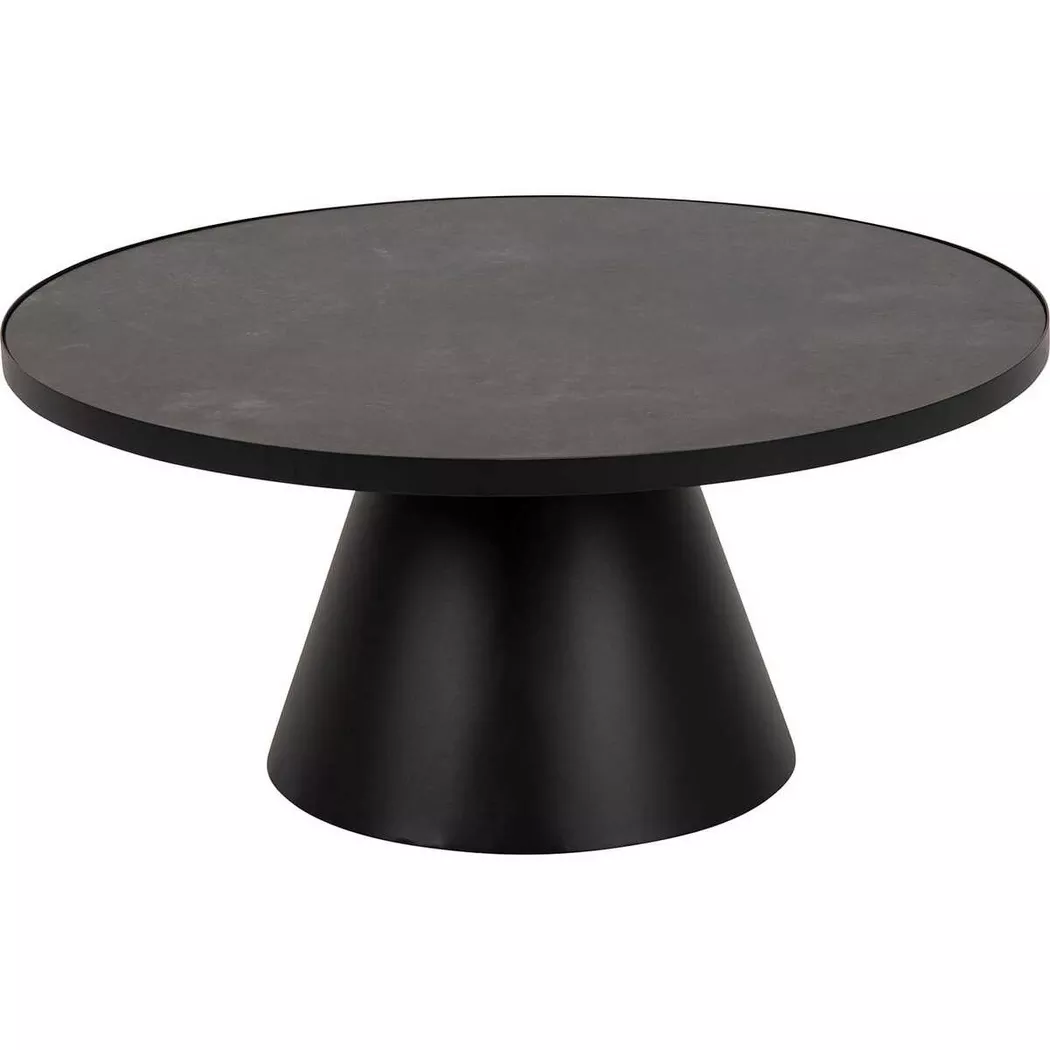 Soli Low Round Ceramic Coffee Table in Black 85.7x40cm, none
