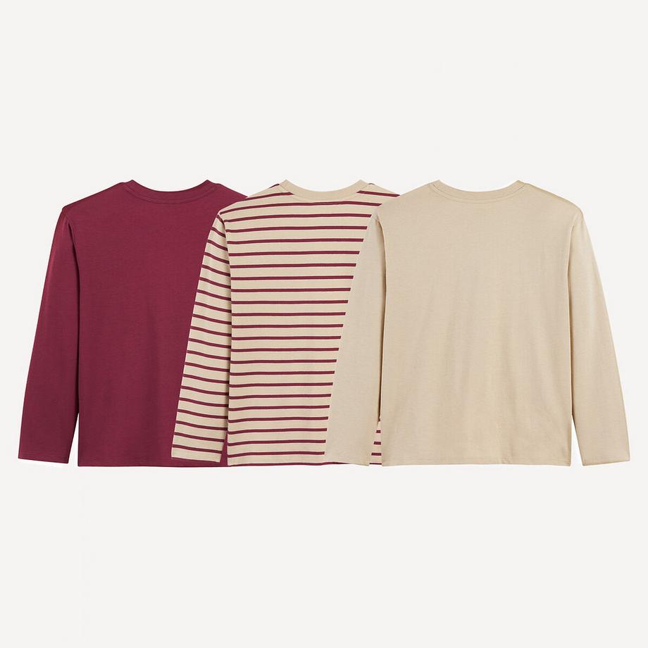 La Redoute Collections  3er-Pack Shirts mit langen Ärmeln und Aufdruck 