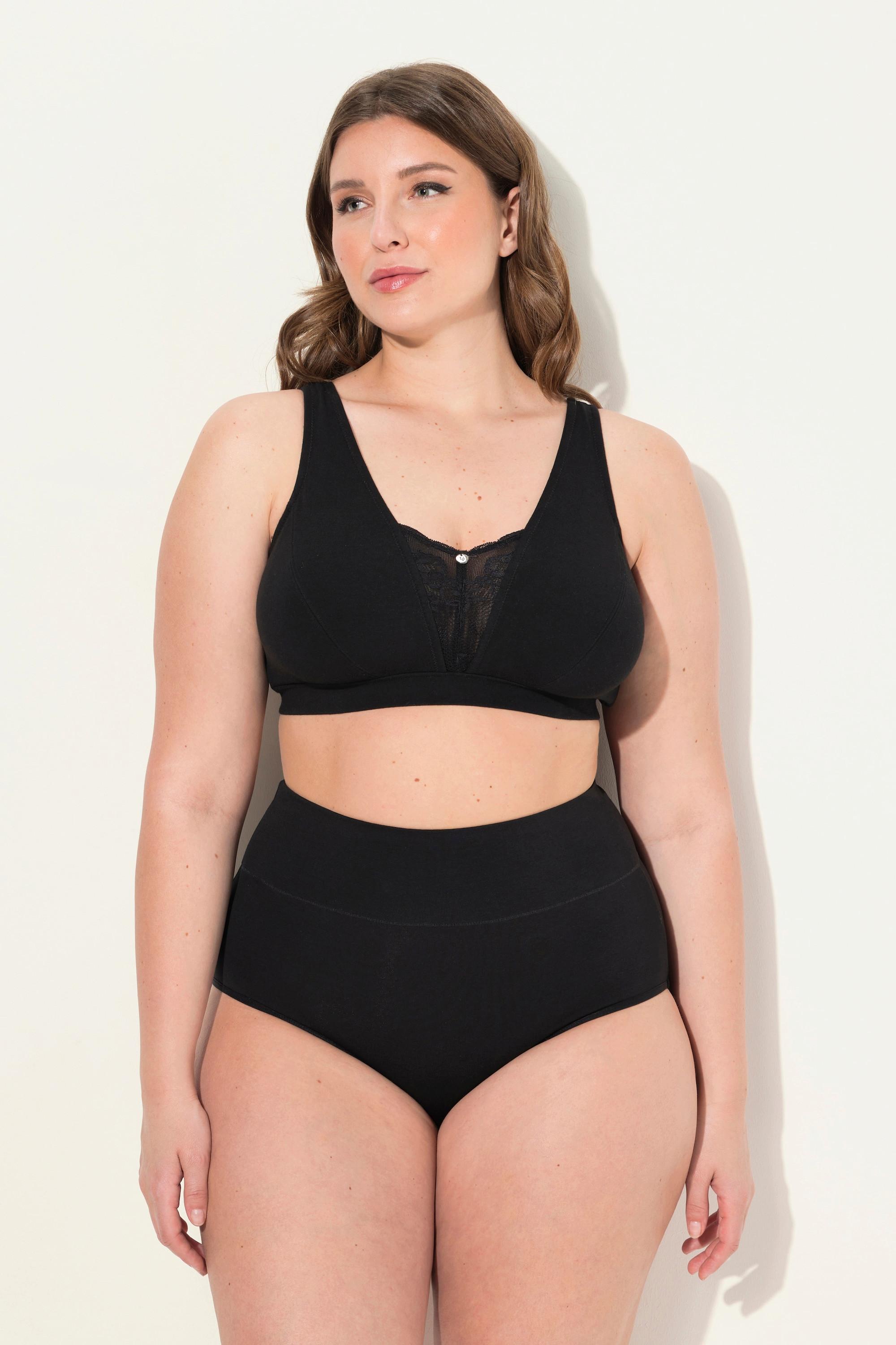 Ulla Popken  Bralette, Spitzeneinsatz, ohne Bügel, Cup C - E 