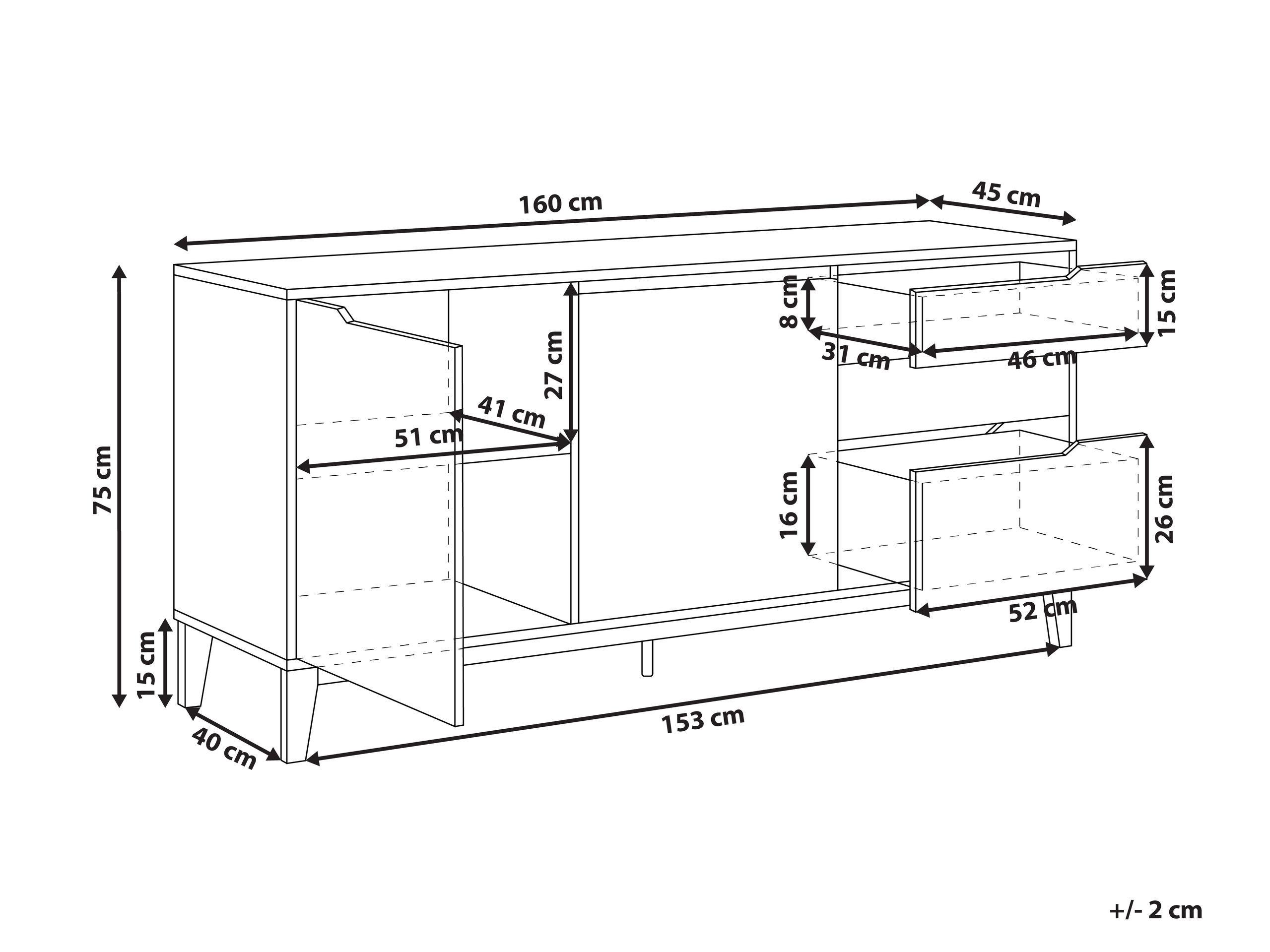 Beliani Sideboard mit 2 Türen aus MDF-Platte Skandinavisch MONCTON  