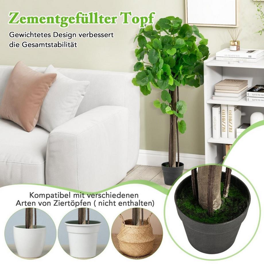 Northix  Künstlicher Zierapfelbaum im Topf mit Echtem Holzstamm & Verstellbaren Zweigen Kunstpflanze 