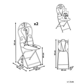 Beliani Lot de 2 chaises de jardin en Métal Rétro FOLELLI  