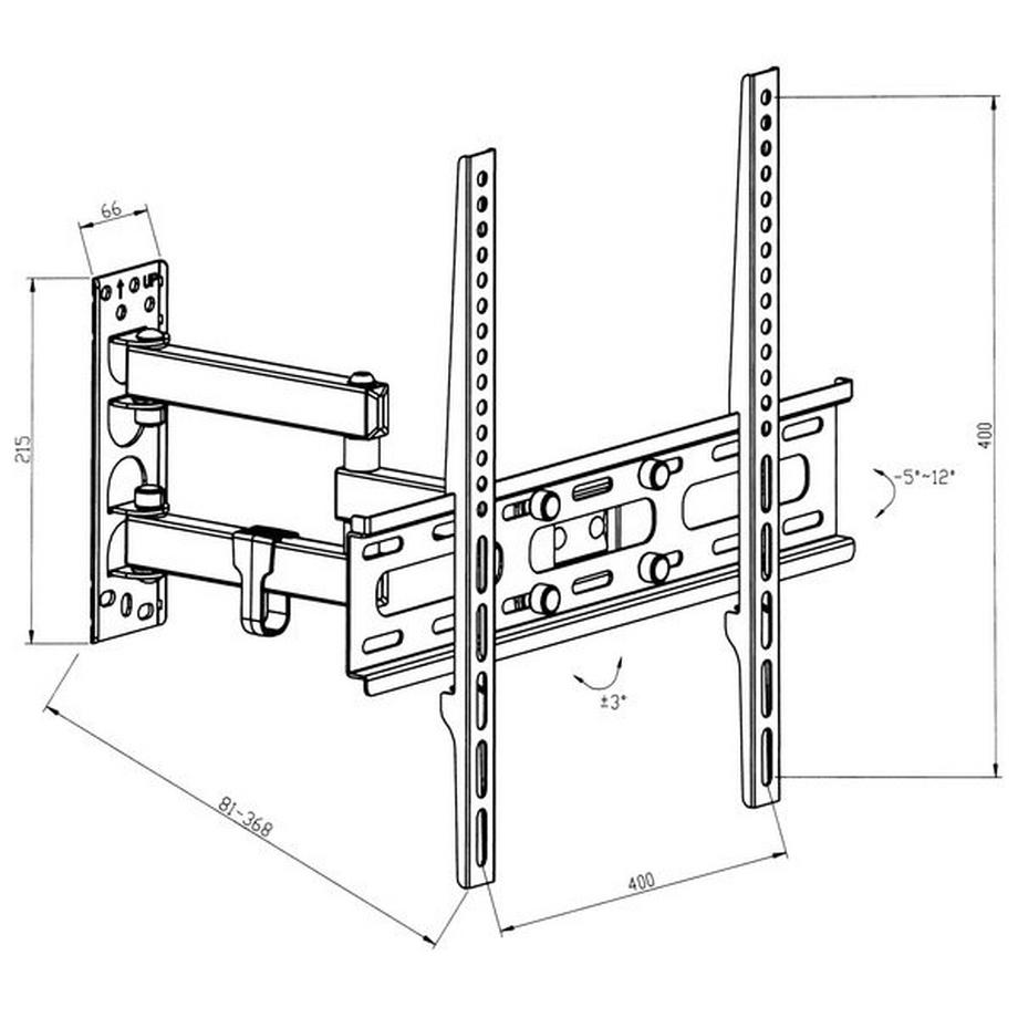 Tectake  TV Wandhalterung neigbar, schwenkbar für 26" (66cm) - 55" (140cm) 