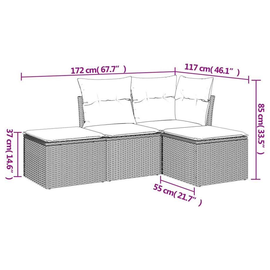 VidaXL set divano da giardino Polirattan  