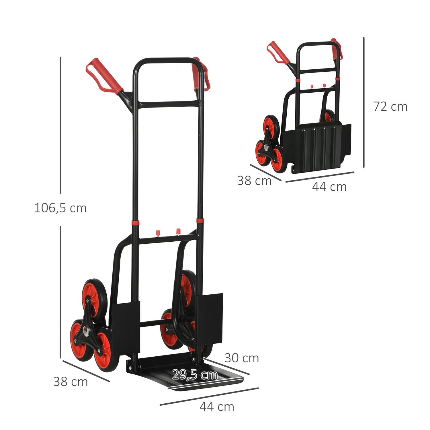 Northio  Monte-escalier 150 kg diable camion de transport poignée réglable en hauteur pliable acier 45 x 60 x 109 cm 