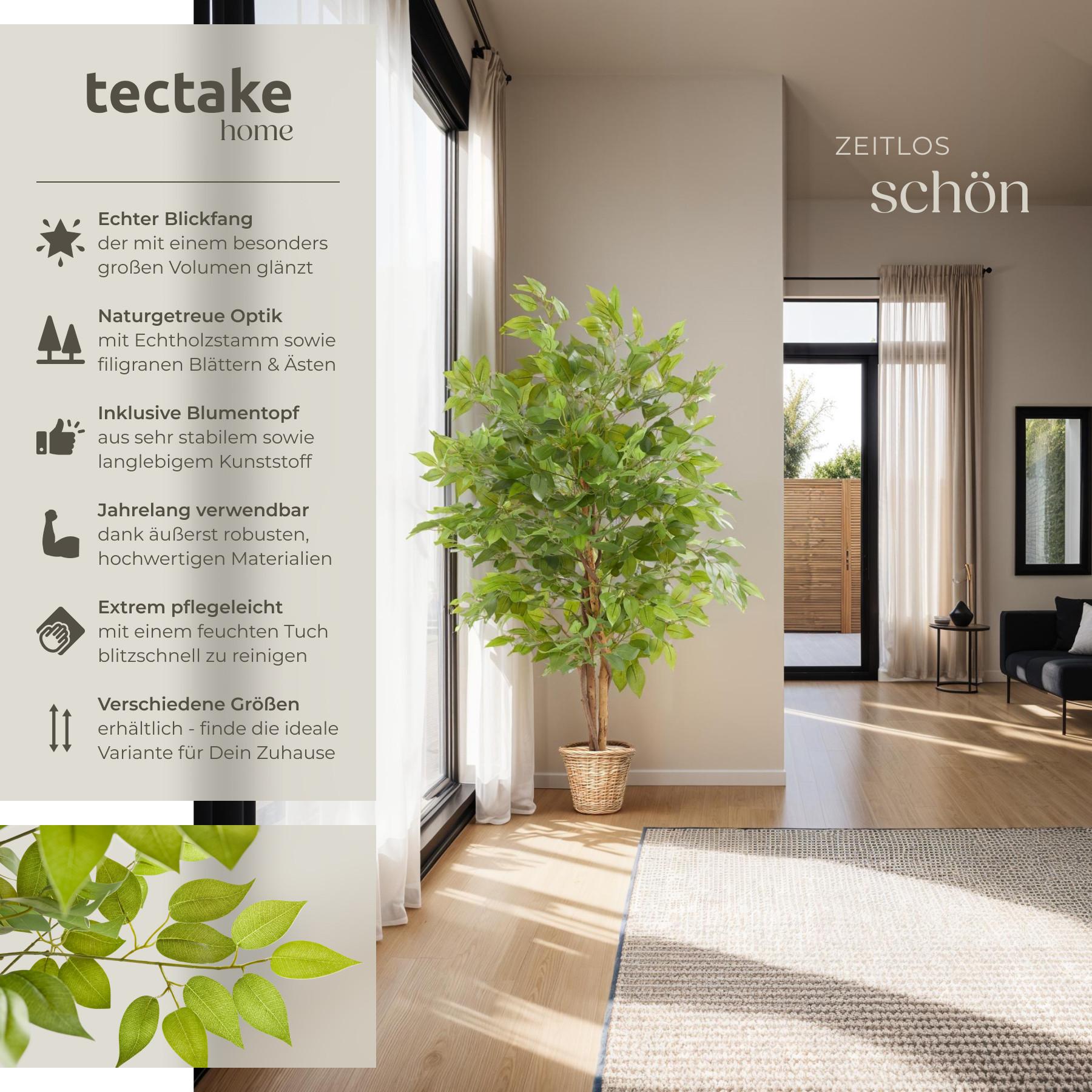 Tectake Albero di Ficus artificiale Fida, texture realistica  