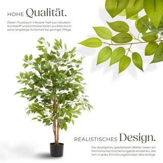 Tectake Albero di Ficus artificiale Fida, texture realistica  