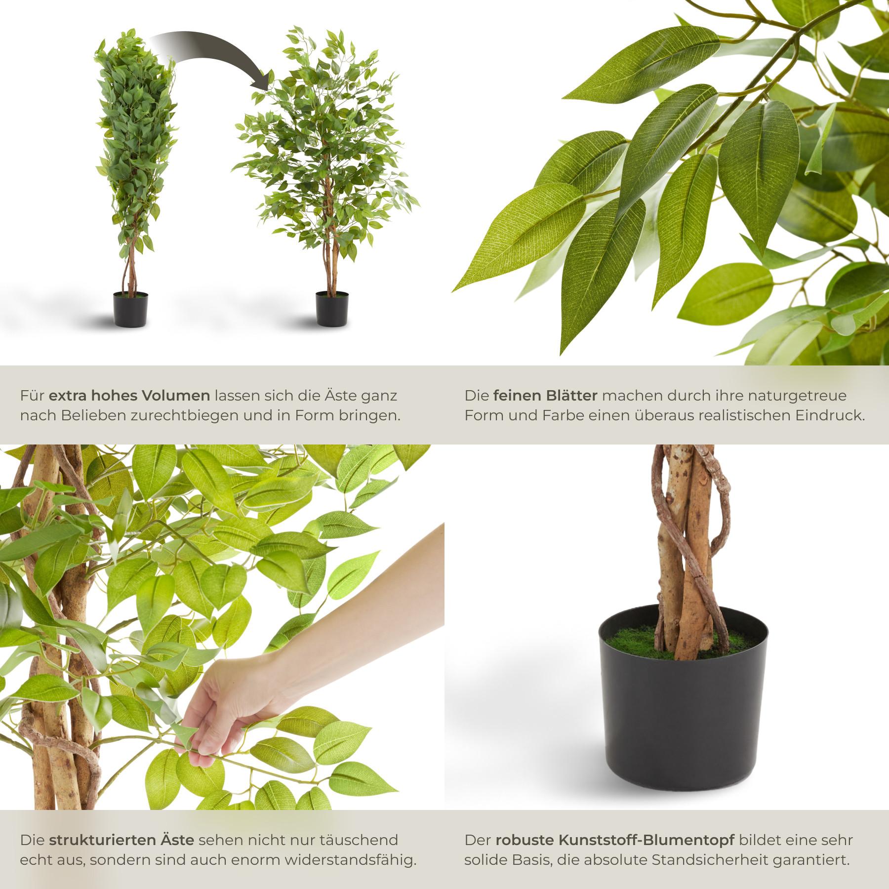 Tectake Ficus artificiel FIDA à l'aspect naturel  