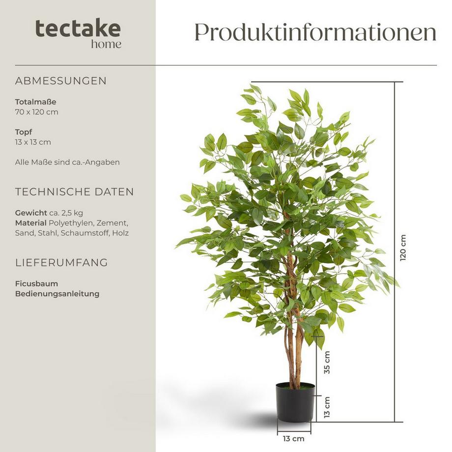 Tectake Ficus artificiel FIDA design très réaliste  