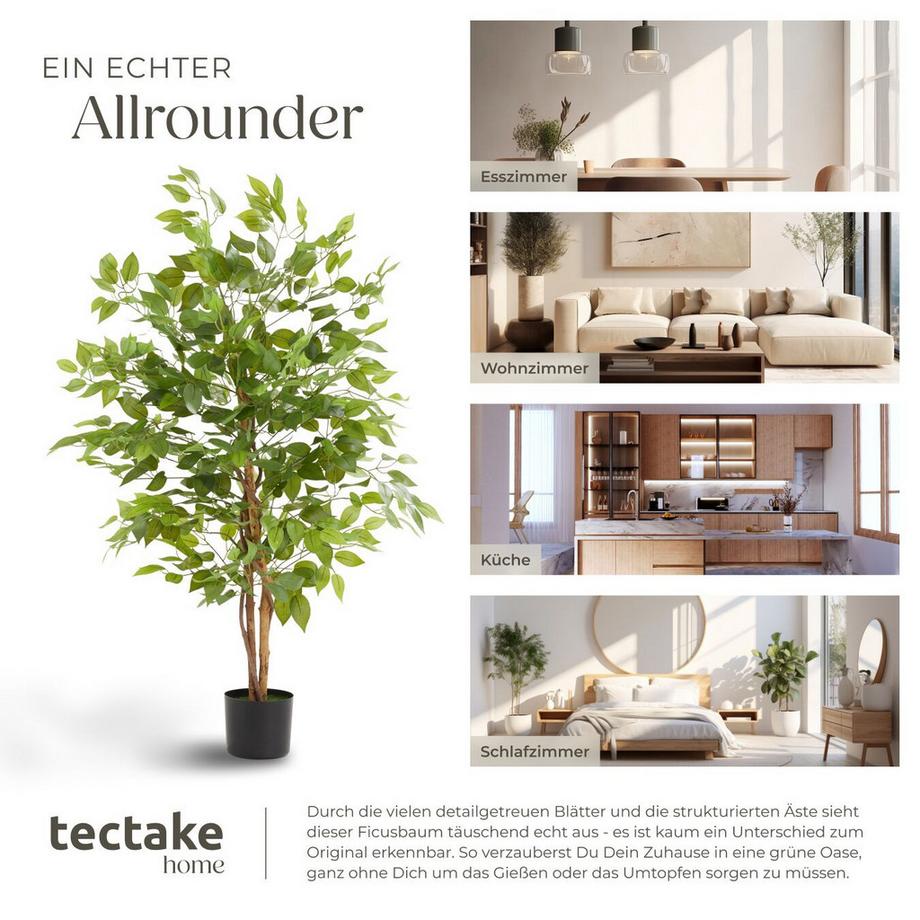 Tectake Künstlicher Ficusbaum Fida verschiedene Größen detailliert und naturgetreu  