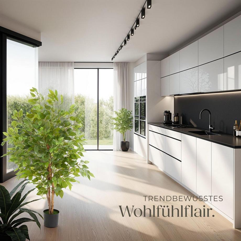 Tectake Künstlicher Ficusbaum Fida verschiedene Größen detailliert und naturgetreu  