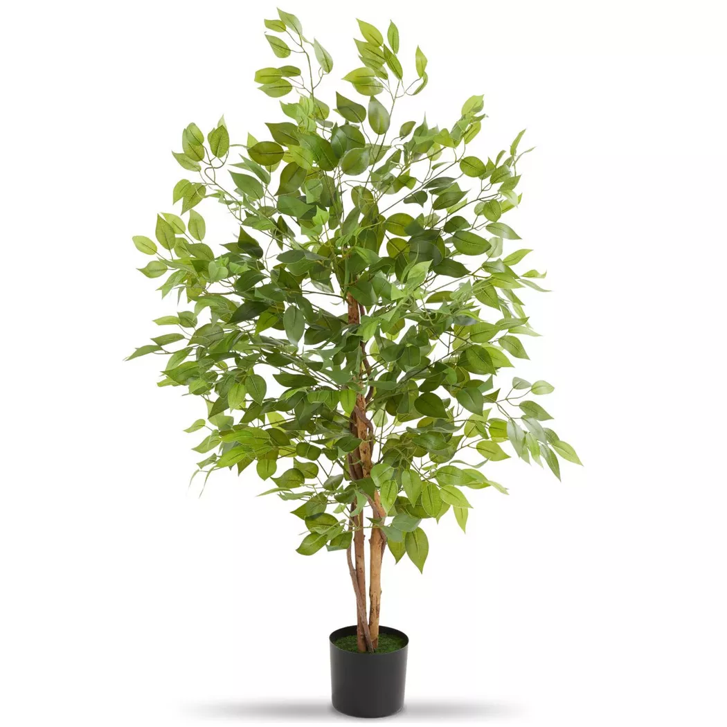 tectake Artificial Plant - Detailed & Lifelike, Ficus Tree, Low-Maintenance in Green | Size: 120 cm