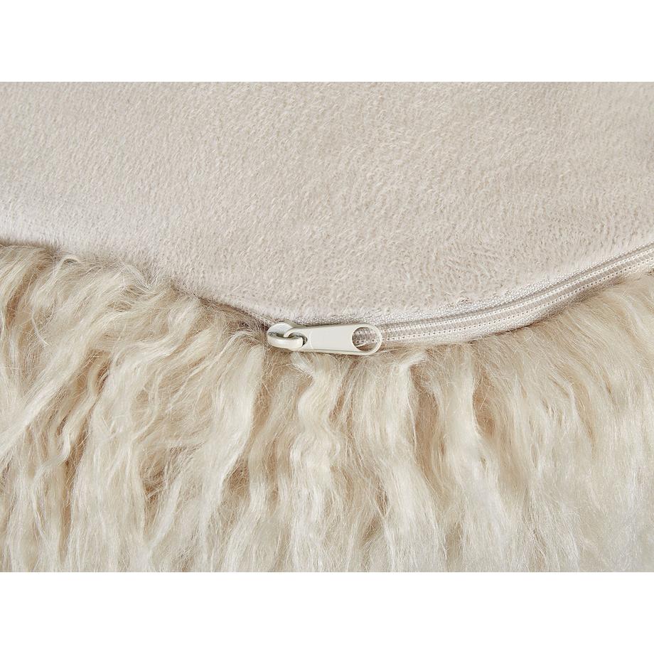 Beliani Pouf en Fourrure synthétique Boho TUKKI  