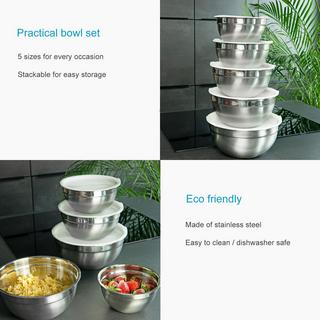 Intirilife Set de 5 saladiers Mélangeurs avec couvercles de différentes tailles  