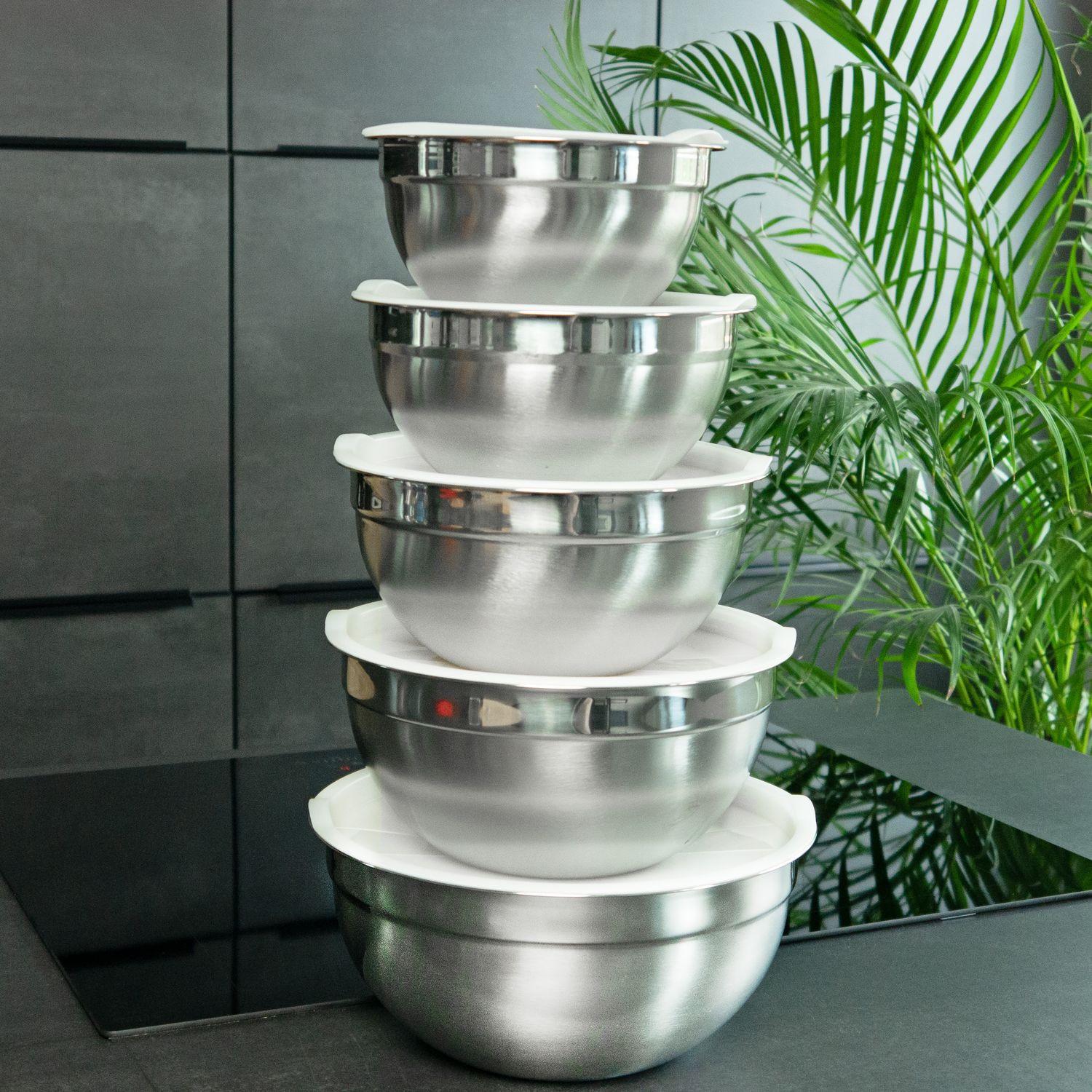 Intirilife Set de 5 saladiers Mélangeurs avec couvercles de différentes tailles  