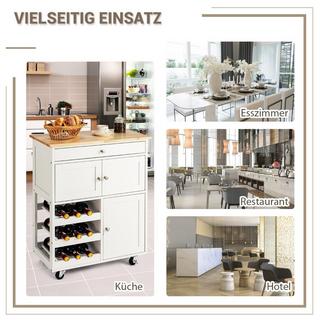 Northix Holz Küchenwagen Servierwagen Küchentrolley mit 3 Weinregalen  