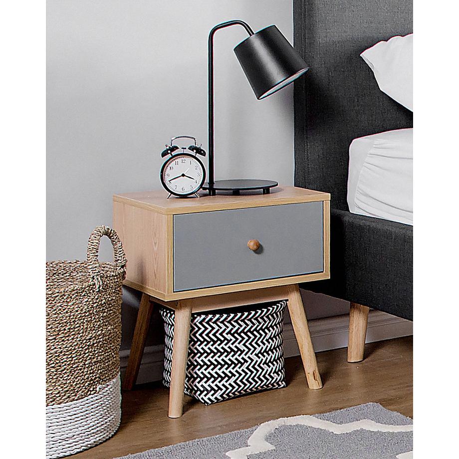 Beliani Nachttisch mit 1 Schublade aus Spanplatte Retro ARVADA  