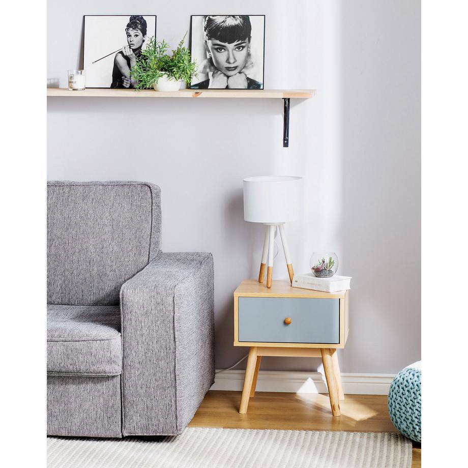 Beliani Nachttisch mit 1 Schublade aus Spanplatte Retro ARVADA  