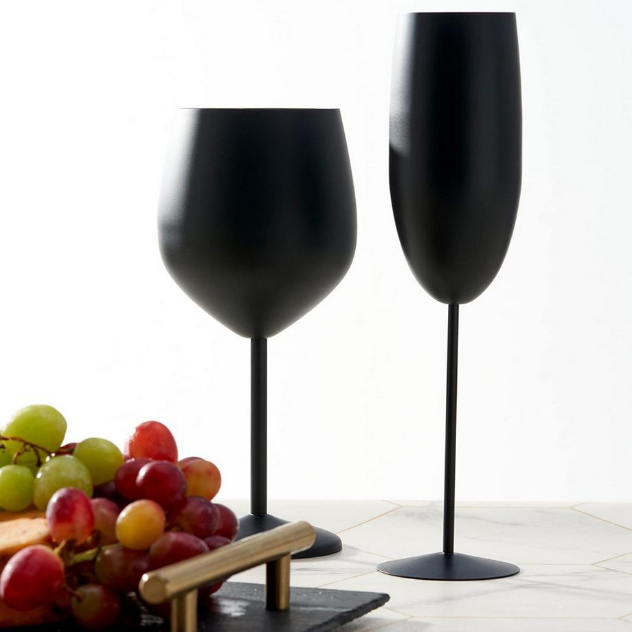 Oak & steel Edelstahl Sektgläser Flute Matt 2er-Set  