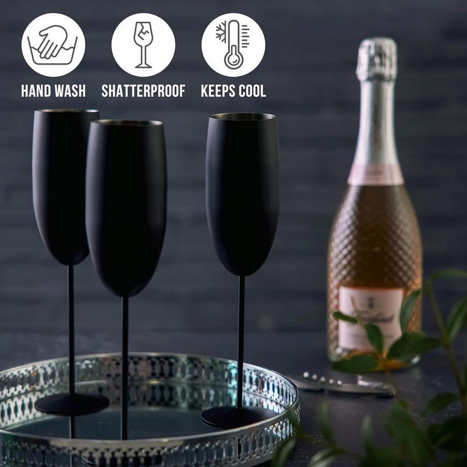 Oak & steel Edelstahl Sektgläser Flute Matt 2er-Set  