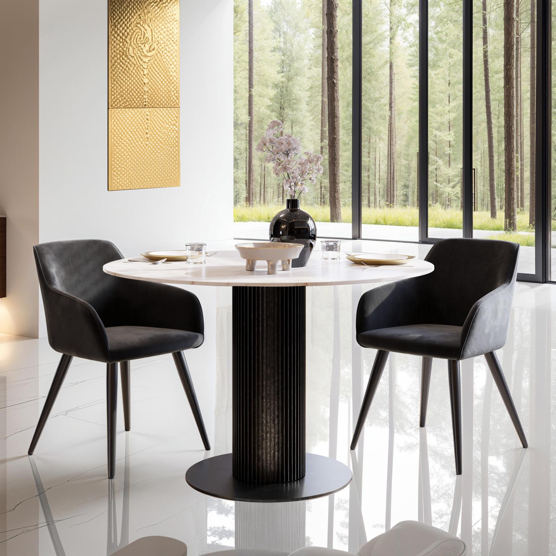 Tectake Stuhl Marilyn Samtoptik-schwarze Stuhlbeine  